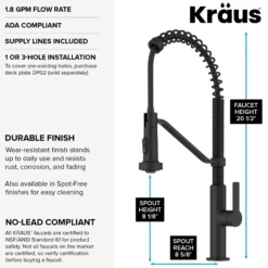 Commercial Style 2-Function Single Handle Pull Down Kitchen Faucet in Matte Black