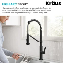 Commercial Style 2-Function Single Handle Pull Down Kitchen Faucet in Matte Black
