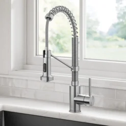 Commercial Style 2-Function Single Handle Pull Down Kitchen Faucet in Spot-Free Stainless Steel