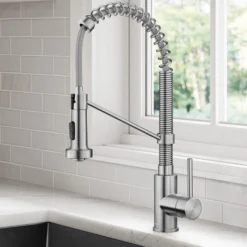 Commercial Style 2-Function Single Handle Pull Down Kitchen Faucet in Spot-Free Stainless Steel