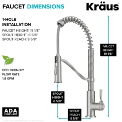 Commercial Style 2-Function Single Handle Pull Down Kitchen Faucet in Spot-Free Stainless Steel