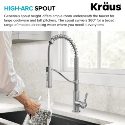 Commercial Style 2-Function Single Handle Pull Down Kitchen Faucet in Spot-Free Brushed Brass / Matte Black