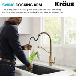 Commercial Style 2-Function Single Handle Pull Down Kitchen Faucet in Spot-Free Brushed Brass