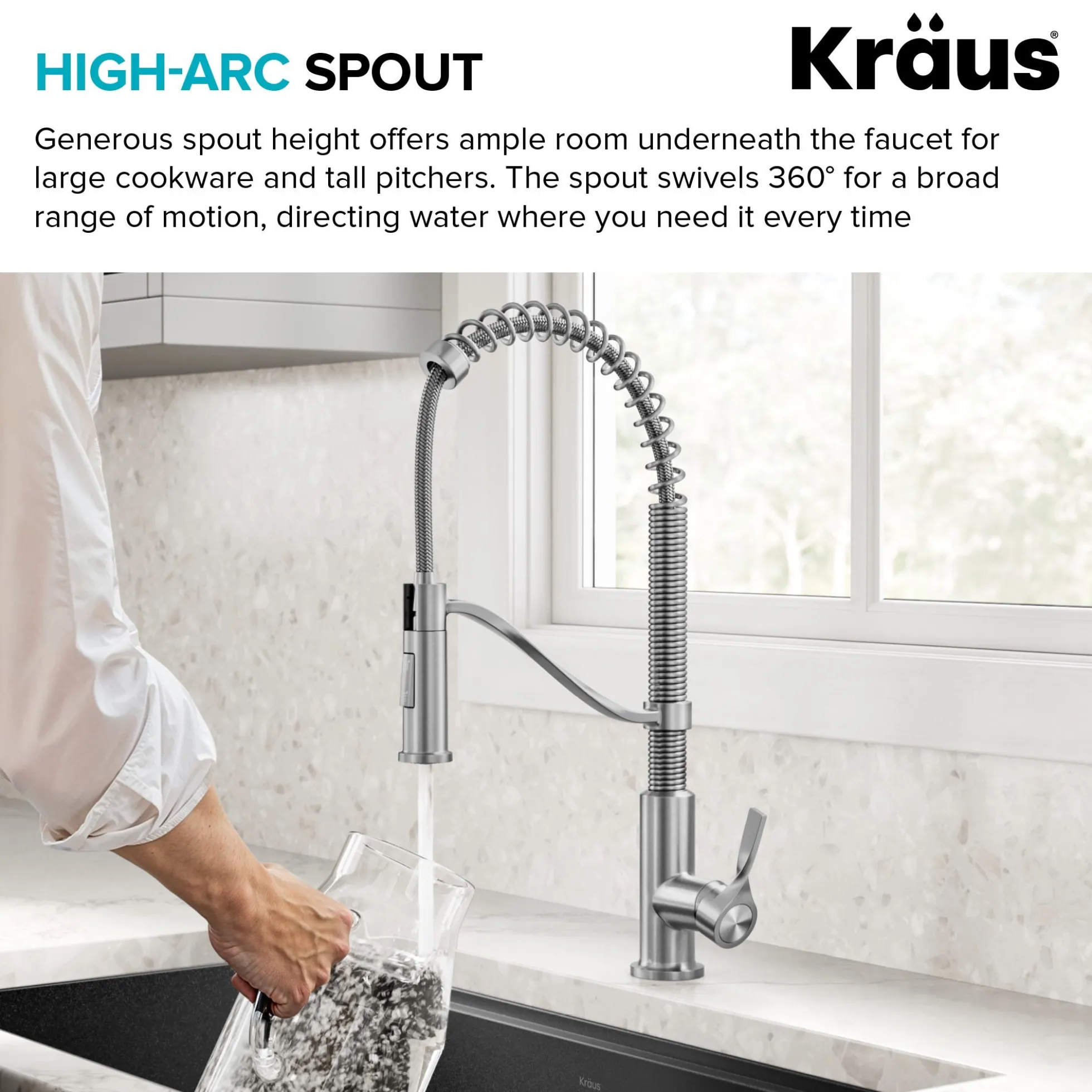 Commercial Style 2-Function Single Handle Pull Down Kitchen Faucet in Spot-Free Brushed Brass