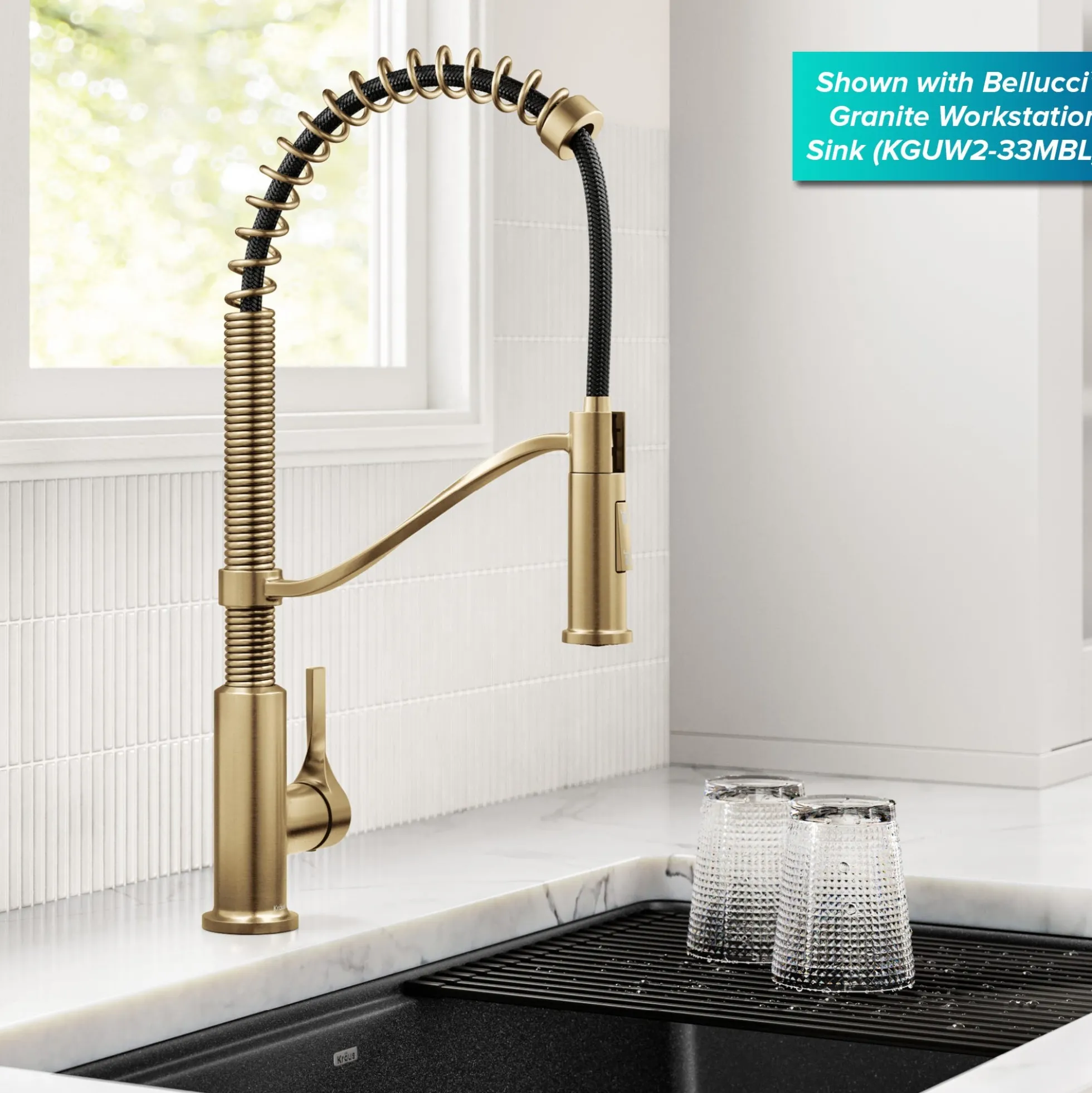 Commercial Style 2-Function Single Handle Pull Down Kitchen Faucet in Spot-Free Brushed Brass