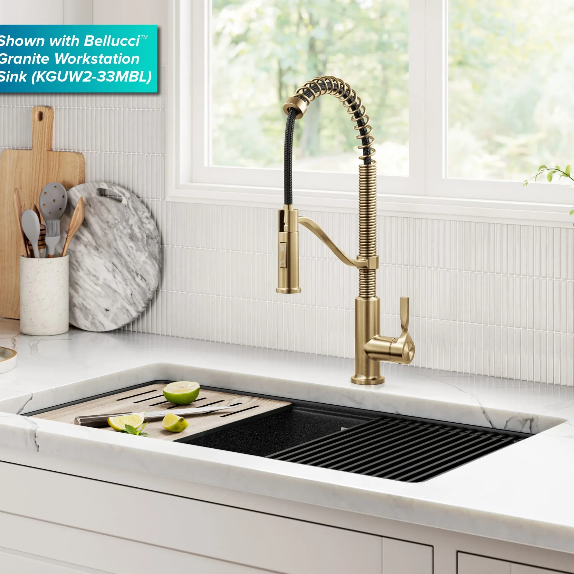 Commercial Style 2-Function Single Handle Pull Down Kitchen Faucet in Spot-Free Brushed Brass