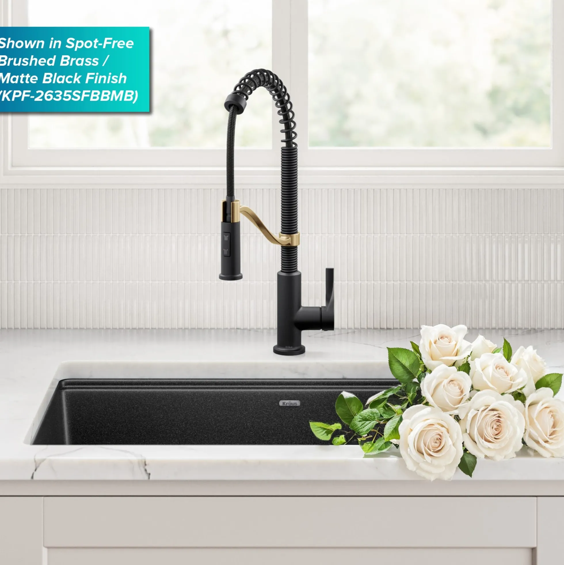 Commercial Style 2-Function Single Handle Pull Down Kitchen Faucet in Spot-Free Brushed Brass