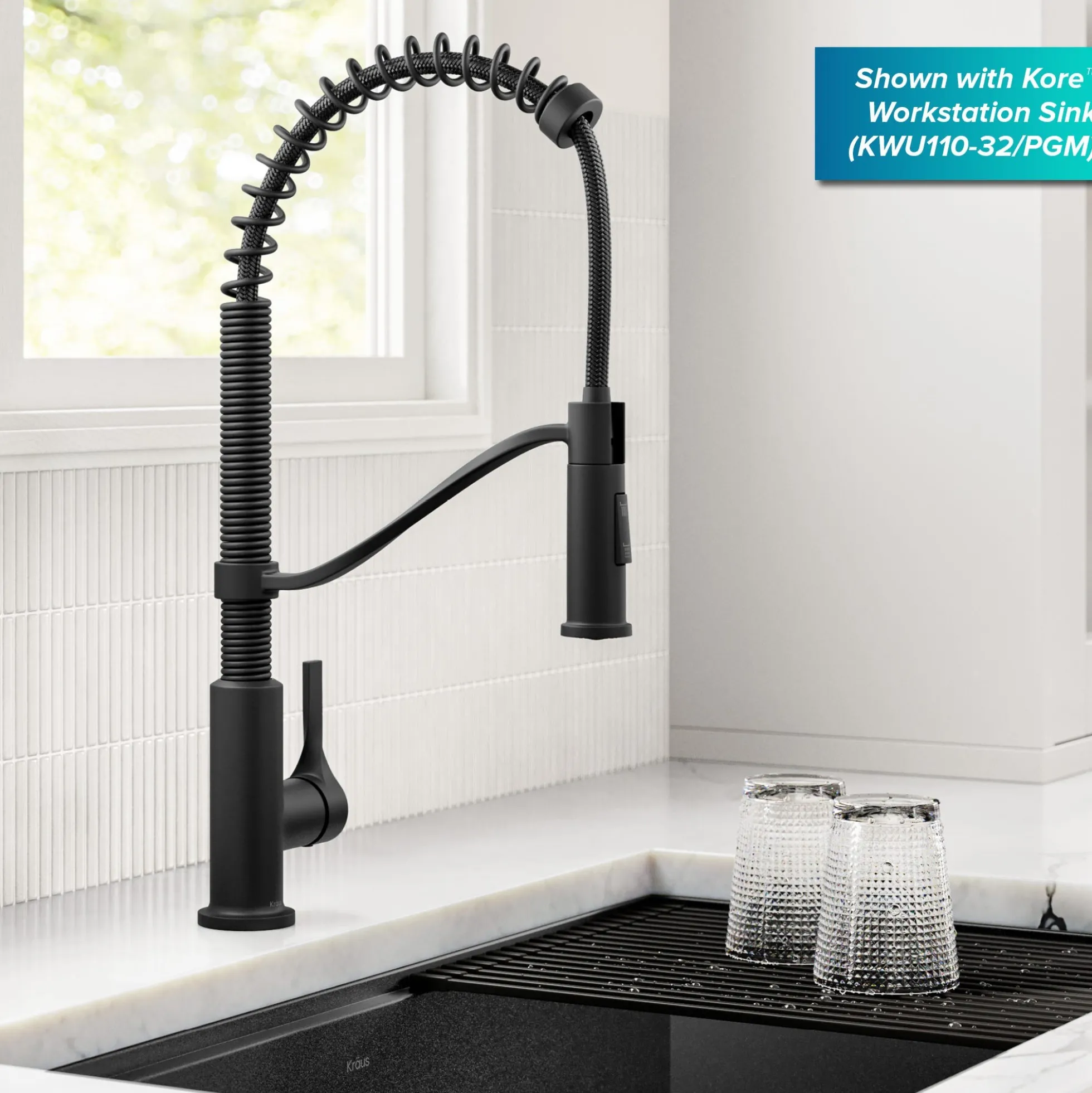 Commercial Style 2-Function Single Handle Pull Down Kitchen Faucet in Matte Black