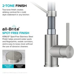 Commercial Style 2-Function Single Handle Pull Down Kitchen Faucet in Spot-Free Stainless Steel / Chrome