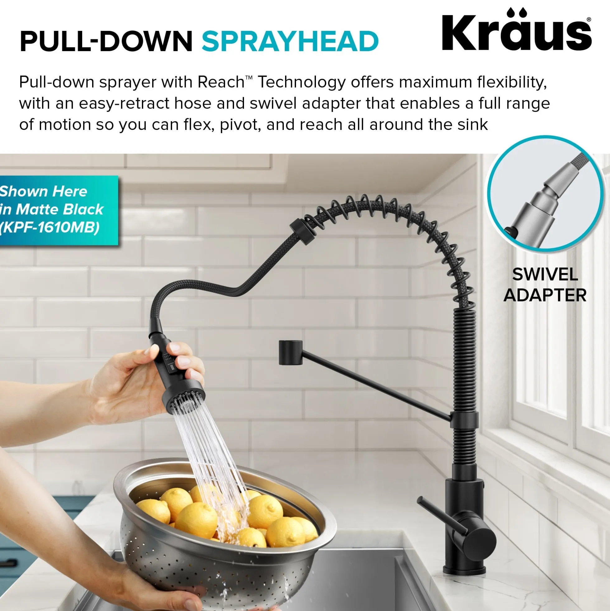 Commercial Style 2-Function Single Handle Pull Down Kitchen Faucet in Stainless Steel