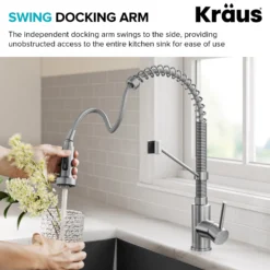 Commercial Style 2-Function Single Handle Pull Down Kitchen Faucet in Stainless Steel
