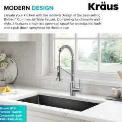 Commercial Style 2-Function Single Handle Pull Down Kitchen Faucet in Stainless Steel