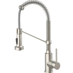 Commercial Style 2-Function Single Handle Pull Down Kitchen Faucet in Stainless Steel