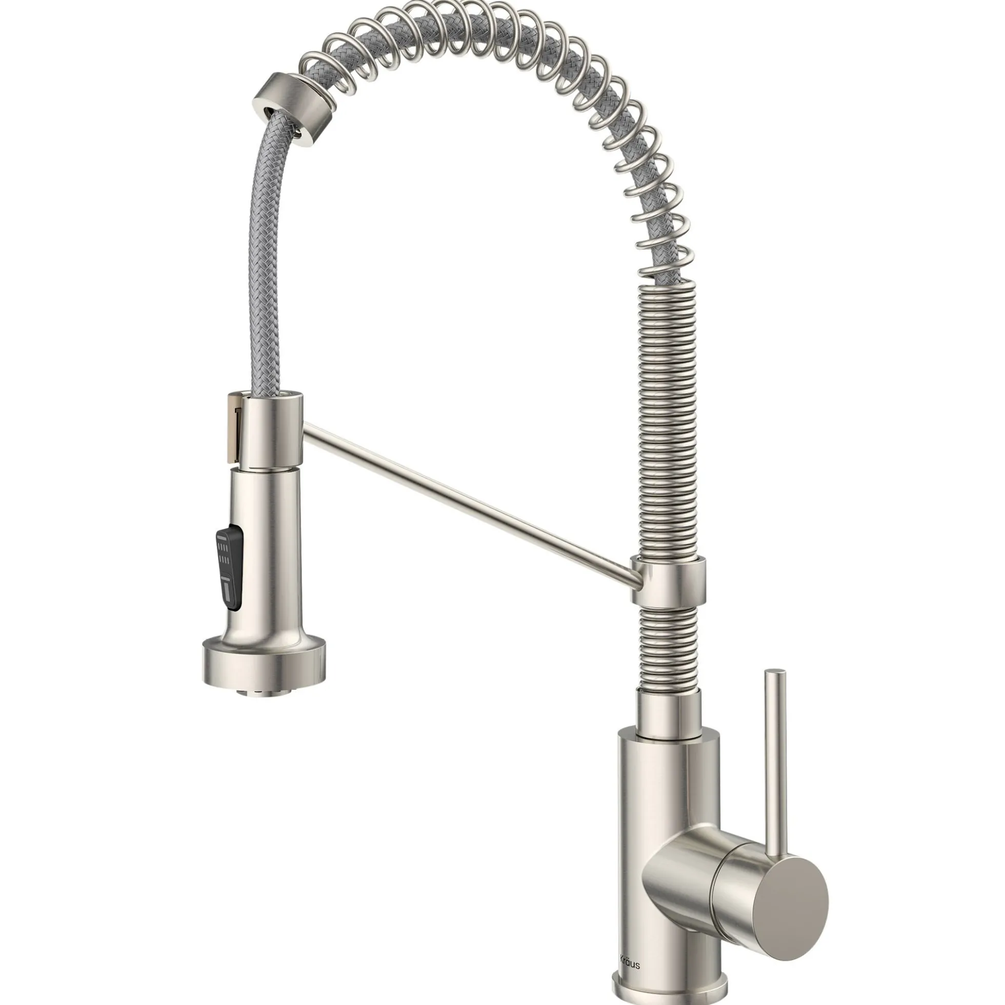 Commercial Style 2-Function Single Handle Pull Down Kitchen Faucet in Stainless Steel