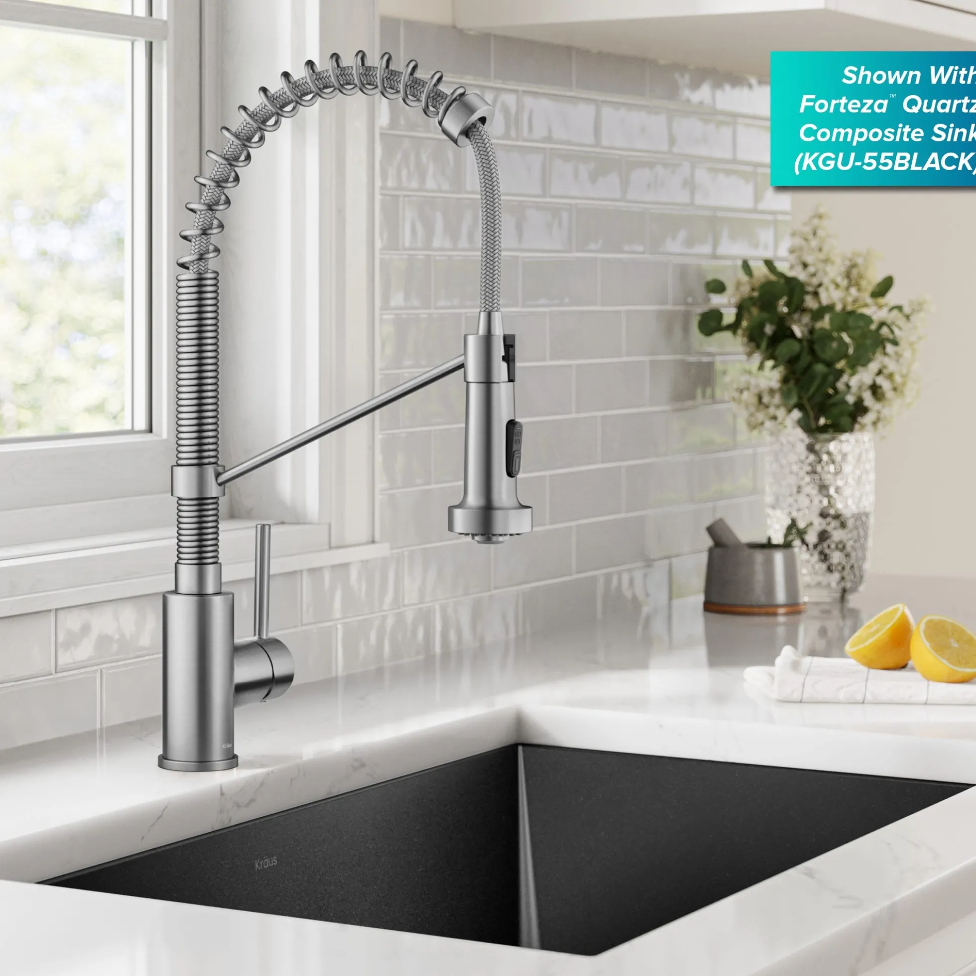 Commercial Style 2-Function Single Handle Pull Down Kitchen Faucet in Stainless Steel