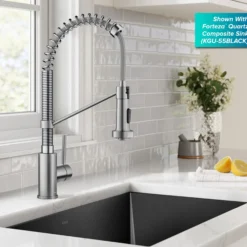 Commercial Style 2-Function Single Handle Pull Down Kitchen Faucet in Stainless Steel / Chrome