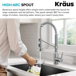 Commercial Style 2-Function Single Handle Pull Down Kitchen Faucet in Stainless Steel / Chrome