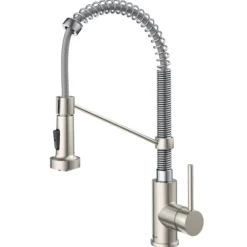 Commercial Style 2-Function Single Handle Pull Down Kitchen Faucet in Stainless Steel / Chrome