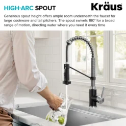 Commercial Style 2-Function Single Handle Pull Down Kitchen Faucet in Stainless Steel / Matte Black