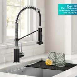 Commercial Style 2-Function Single Handle Pull Down Kitchen Faucet in Stainless Steel / Matte Black
