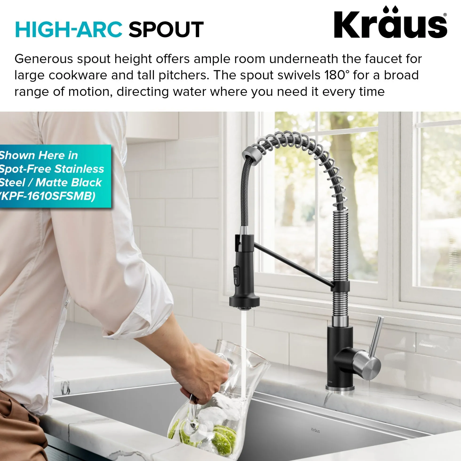 Commercial Style 2-Function Single Handle Pull Down Kitchen Faucet in Spot-Free Brushed Brass