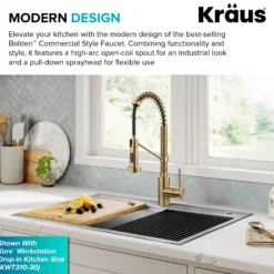 Commercial Style 2-Function Single Handle Pull Down Kitchen Faucet in Spot-Free Brushed Brass