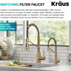 Commercial Style 2-Function Single Handle Pull Down Kitchen Faucet in Spot-Free Brushed Brass