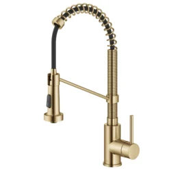 Commercial Style 2-Function Single Handle Pull Down Kitchen Faucet in Spot-Free Brushed Brass