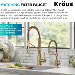 Commercial Style 2-Function Single Handle Pull Down Kitchen Faucet in Brushed Brass / Matte Black