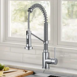 Commercial Style 2-Function Single Handle Pull Down Kitchen Faucet in Chrome