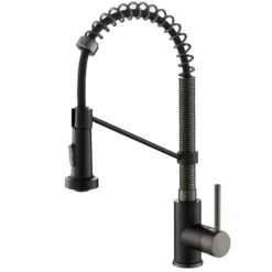 Commercial Style 2-Function Single Handle Pull Down Kitchen Faucet in Matte Black / Black Stainless