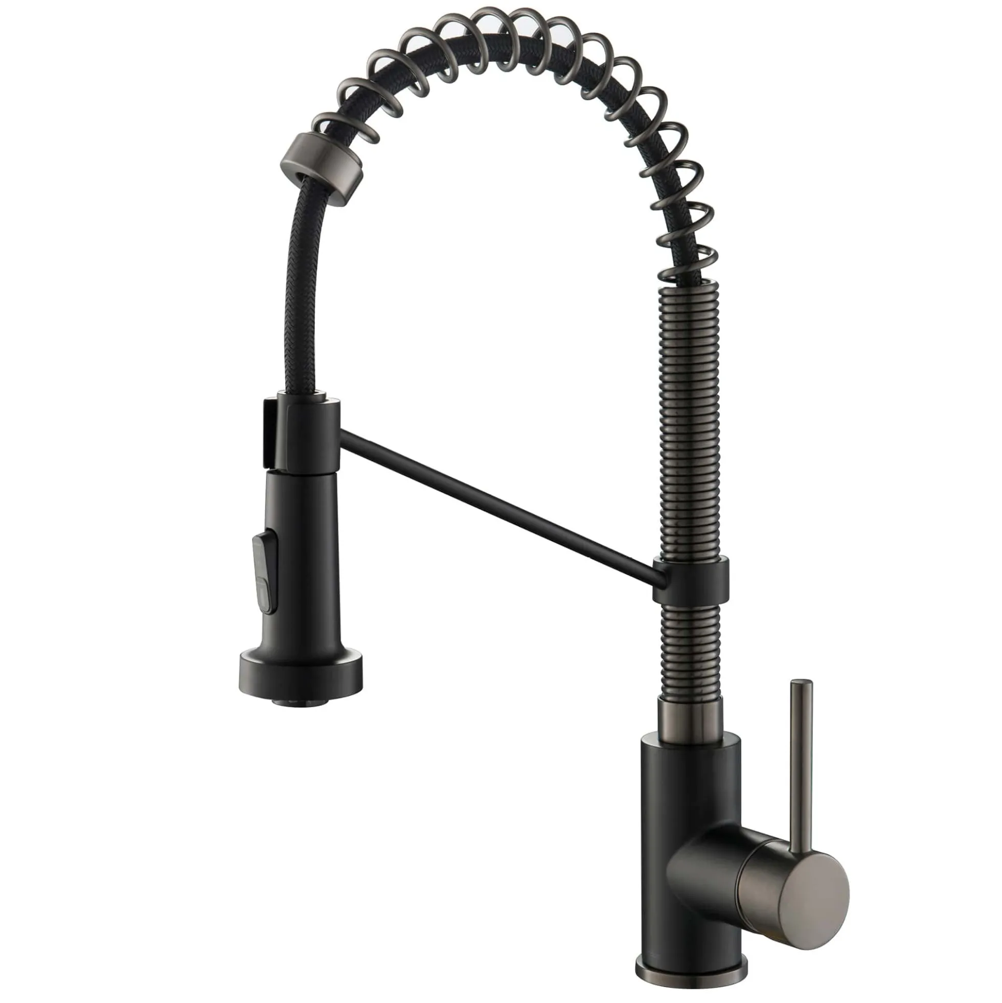 Commercial Style 2-Function Single Handle Pull Down Kitchen Faucet in Matte Black / Black Stainless