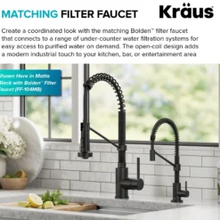 Commercial Style 2-Function Single Handle Pull Down Kitchen Faucet in Matte Black / Black Stainless