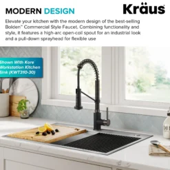 Commercial Style 2-Function Single Handle Pull Down Kitchen Faucet in Matte Black / Black Stainless