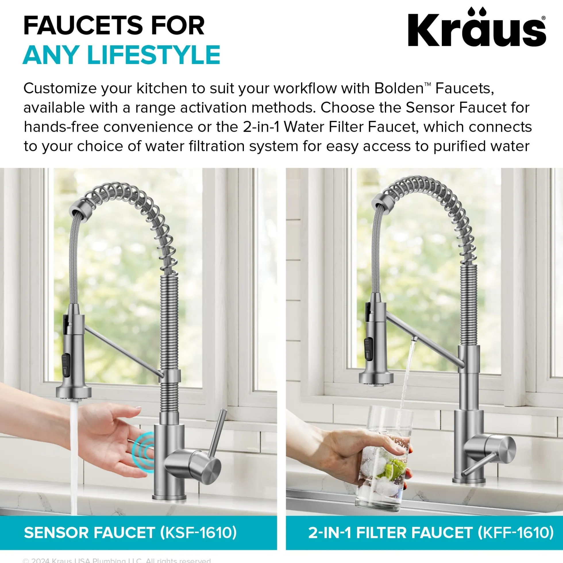 Commercial Style 2-Function Single Handle Pull Down Kitchen Faucet in Matte Black / Black Stainless