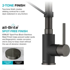 Commercial Style 2-Function Single Handle Pull Down Kitchen Faucet in Matte Black / Black Stainless