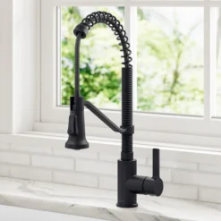 Commercial Style 2-Function Single Handle Pull Down Kitchen Faucet in Matte Black