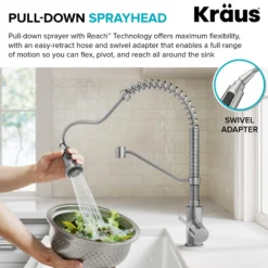 Commercial Style 2-Function Single Handle Pull Down Kitchen Faucet in Matte Black