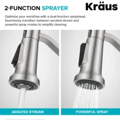 Commercial Style 2-Function Single Handle Pull Down Kitchen Faucet in Spot-Free Brushed Brass