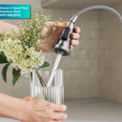 Commercial Style 2-Function Single Handle Pull Down Kitchen Faucet in Spot-Free Brushed Brass