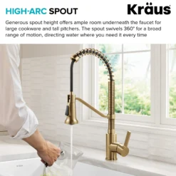 Commercial Style 2-Function Single Handle Pull Down Kitchen Faucet in Spot-Free Brushed Brass