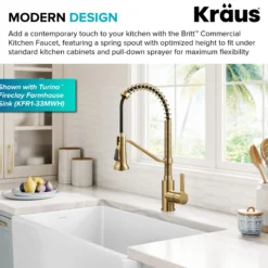 Commercial Style 2-Function Single Handle Pull Down Kitchen Faucet in Spot-Free Brushed Brass