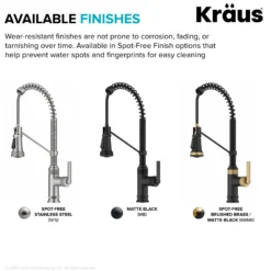Commercial Style 2-Function Single Handle Pull Down Kitchen Faucet in Spot-Free Brushed Brass / Matte Black
