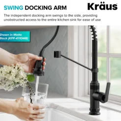 Commercial Style 2-Function Single Handle Pull Down Kitchen Faucet in Spot-Free Brushed Brass / Matte Black