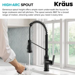 Commercial Style 2-Function Single Handle Pull Down Kitchen Faucet in Matte Black