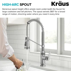 Commercial Style 2-Function Single Handle Pull Down Kitchen Faucet in Spot-Free Stainless Steel