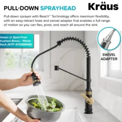 Commercial Style 2-Function Single Handle Pull Down Kitchen Faucet in Spot-Free Stainless Steel