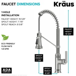 Commercial Style 2-Function Single Handle Pull Down Kitchen Faucet in Spot-Free Stainless Steel