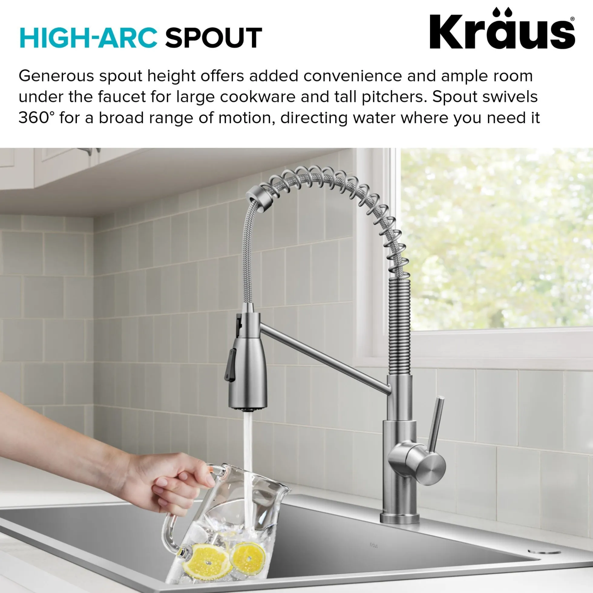 Commercial Style 2-Function Single Handle Pull Down Kitchen Faucet in Spot-Free Stainless Steel