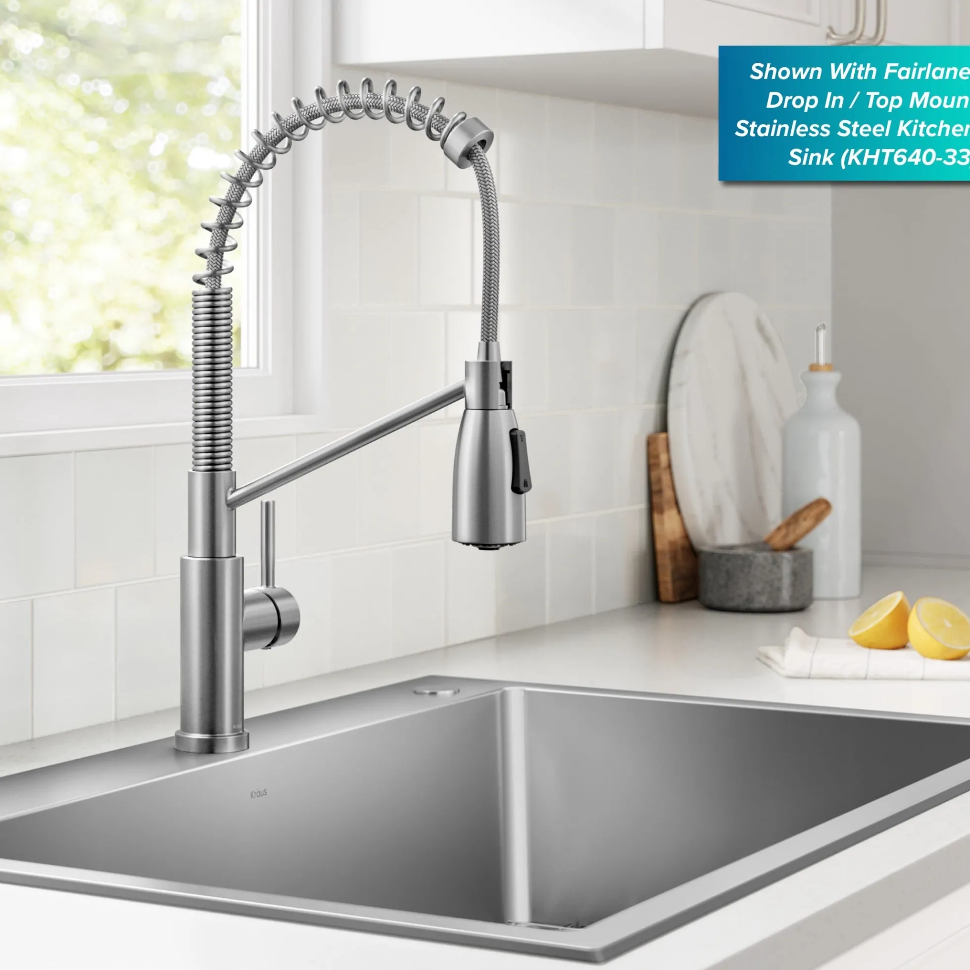 Commercial Style 2-Function Single Handle Pull Down Kitchen Faucet in Spot-Free Stainless Steel